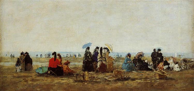 The Beach at Trouville, 1871 - Эжен Буден