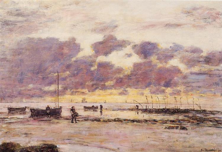 The Shores of Sainte Adresse at Twilight, 1890 - Эжен Буден