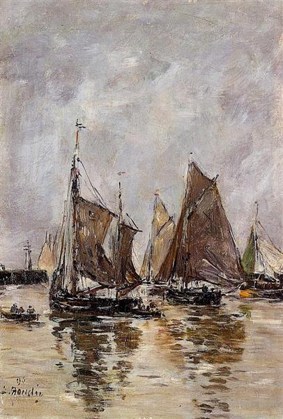 Trouville, Sardine Boats Getting Underway, 1894 - Эжен Буден