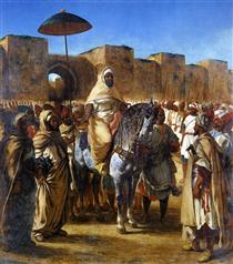 Абд ар-Рахман, султан Марокко, покидает дворец в Мекнесе со своим окружением - Эжен Делакруа