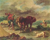 Марокканец и его лошадь - Эжен Делакруа