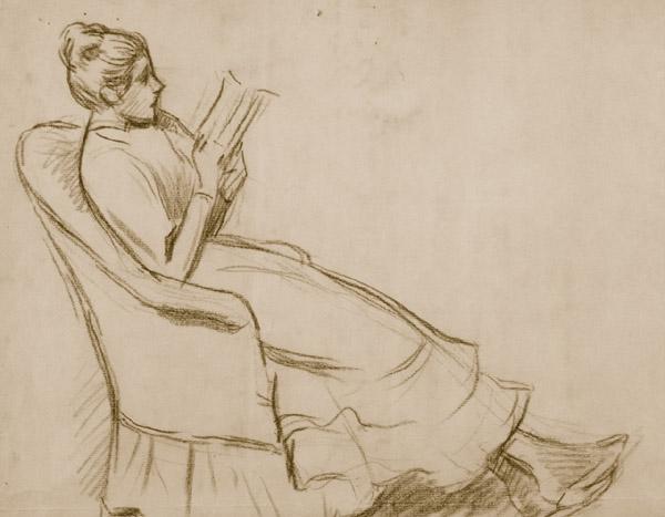 Woman on an armchair, c.1908 - Федеріко Дзандоменегі