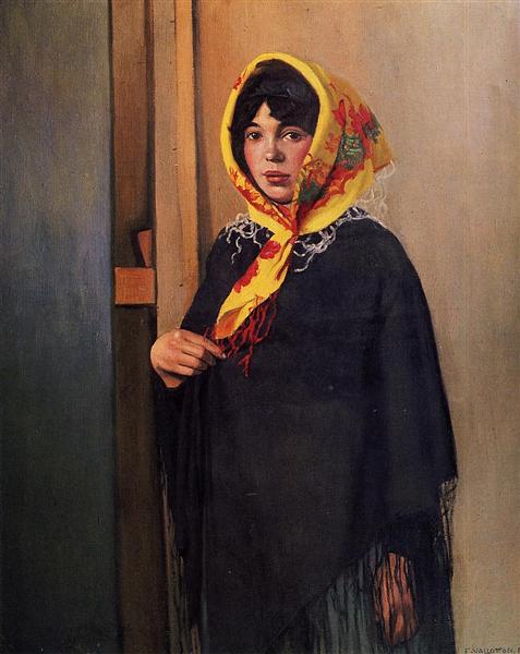 Young Woman with Yellow Scarf, 1911 - Фелікс Валлотон