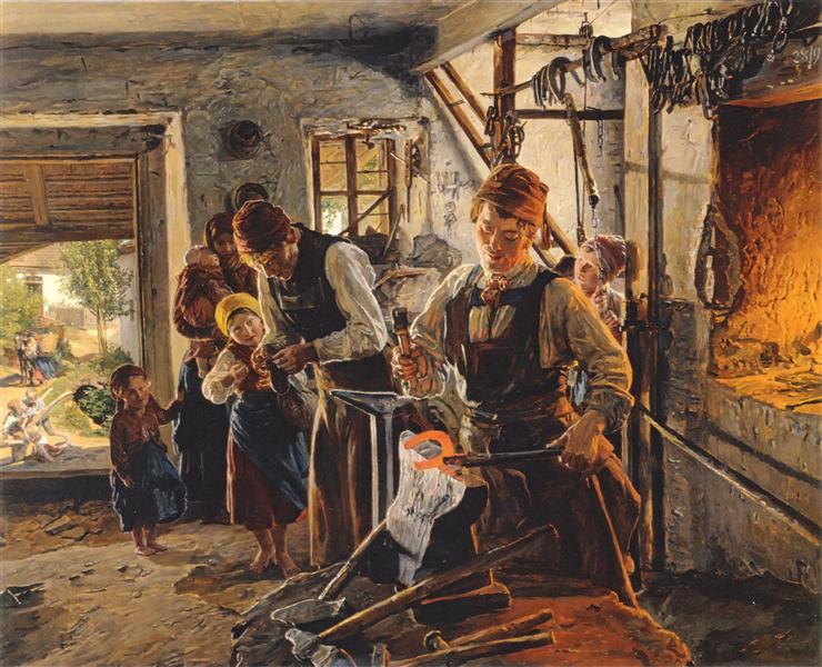 At the farrier, 1854 - Фердинанд Георг Вальдмюллер