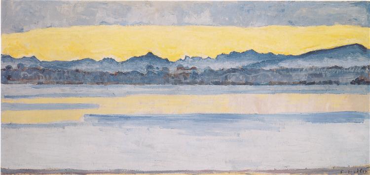 Lake Geneva with Mont Blanc at dawn, 1918 - Ferdinand Hodler