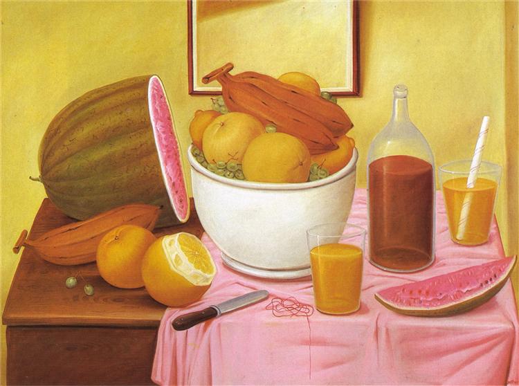 Still Life with Orangeade, 1987 - Fernando Botero