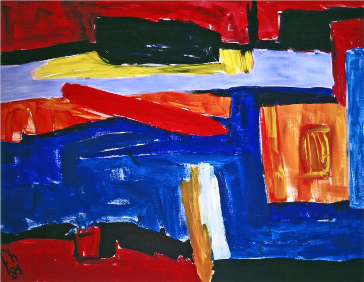 Winter landscape  - abstract painting by Fons Heijnsbroek - Dutch artist, 1989 - Fons Heijnsbroek
