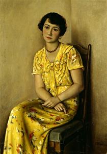 Jeune femme en jaune - Франсуа Барро