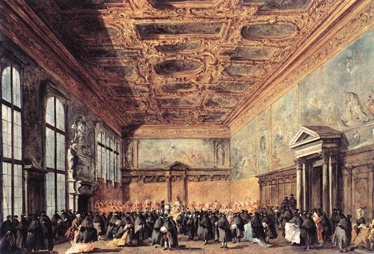 L'audience accordée par le doge de Venise dans la salle du Collège au palais ducal, 1766 - 1770 - Francesco Guardi