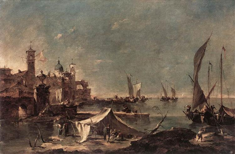 Landscape with a Fisherman's, 1770 - 1775 - Francesco Guardi