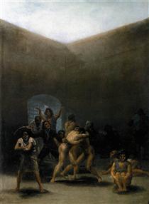 Cour avec des fous - Francisco de Goya