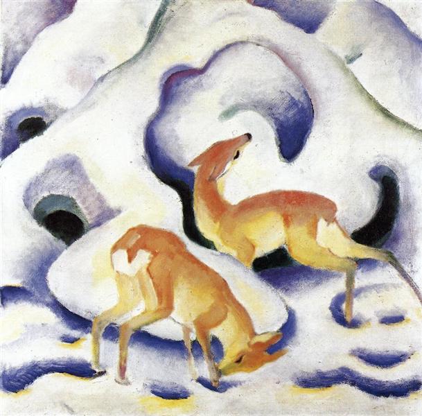 Deer in the Snow, 1911 - Франц Марк