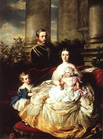 Emperor Frederick III of Germany, King of Prussia with his wife, Empress Victoria, and their children, Prince William and Princess Charlotte - Франц Ксавер Вінтерхальтер
