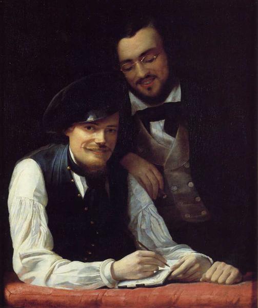 Self-Portrait of the Artist with his Brother, Hermann, 1840 - 弗朗兹·克萨韦尔·温德尔哈尔特