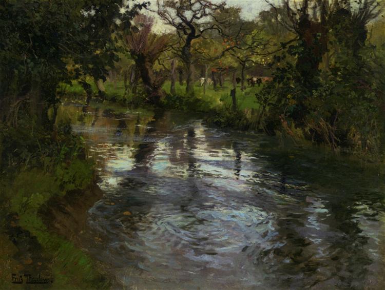 Woodland Scene with a River - Фриц Таулов
