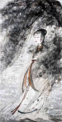 Goddess Crossing the Xiang River - 傅抱石