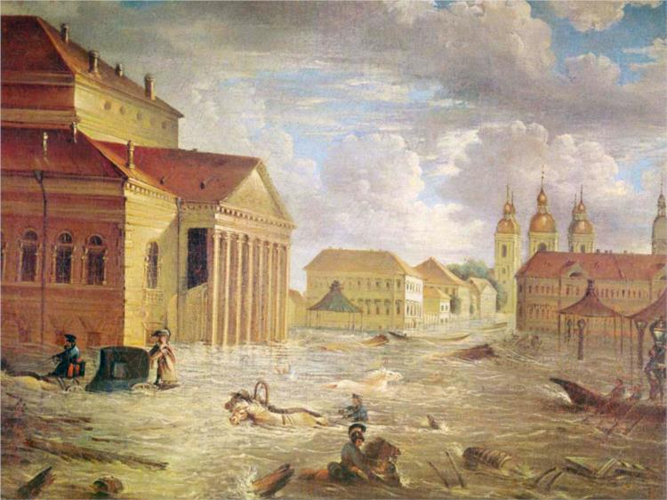 The Flood of 1824 in the Square at the Bolshoi Kamenny Theatre, 1824 - Федір Алексєєв