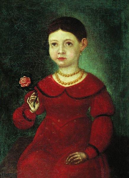 Portrait of a girl named Evdokia Kuznetsova, 1842 - Фёдор Бронников