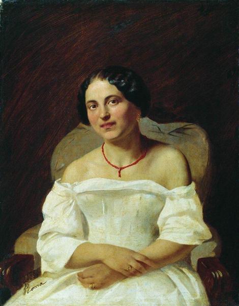 Portrait of a Woman in White, 1859 - Фёдор Бронников