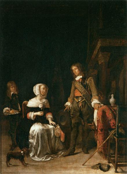 A Soldier Visiting a Young Lady, 1660 - 1661 - Габриель Метсю