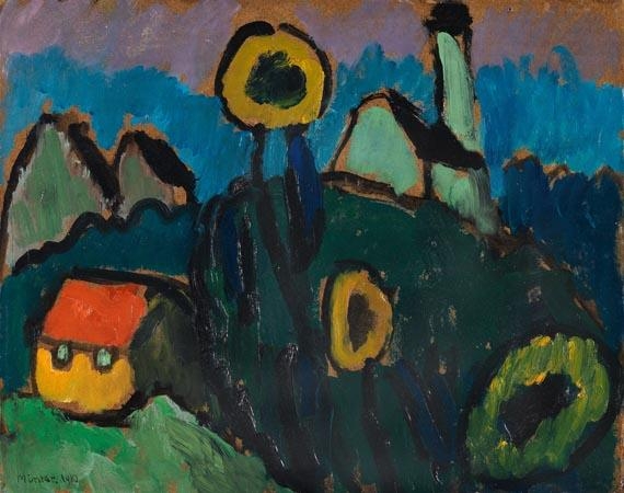 Landschaft mit Sonnenblumen, 1910 - Габриэль Мюнтер