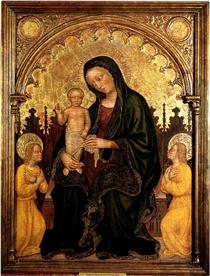 Madonna with Child and Two Angels Gentile da Fabriano - 簡提列·德·菲布里阿諾