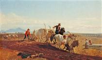 Ploughing in the Campagna - George Hemming Mason