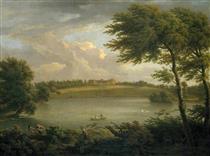 View of Copped Hall in Essex, from across the Lake - Джордж Ламберт