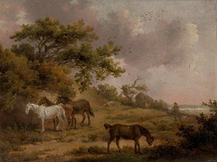 Landscape with Four Horses - George Morland