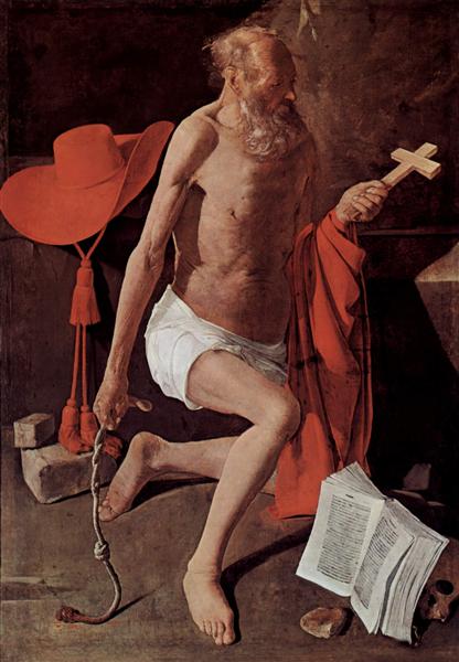 Repenting of St. Jerome, also called St. Jerome with Cardinal Hat, 1624 - 1650 - Жорж де Латур