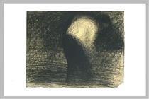 At work the land: man's face in profile, leaning forward - Georges Pierre Seurat