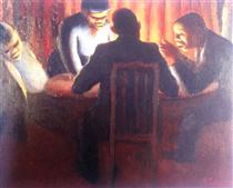 FOUR FIGURES AT A TABLE - Gerard Sekoto