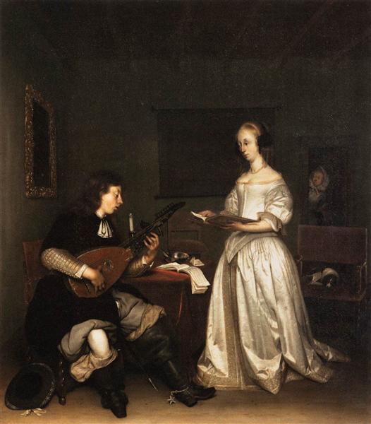 The Duet: Singer and Theorbo Player, c.1660 - Герард Терборх