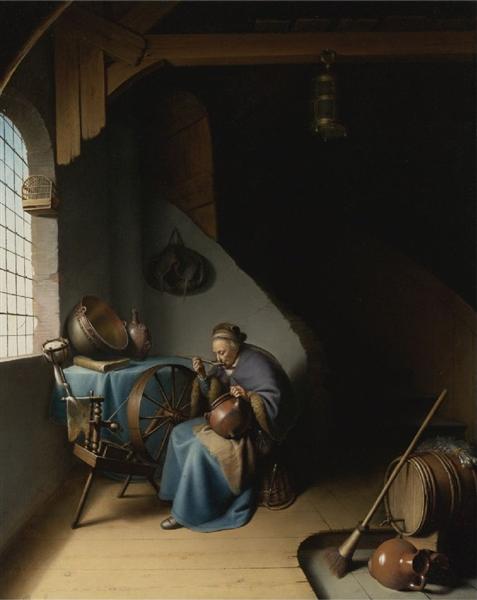 Woman Eating Porridge, c.1632 - c.1637 - Герард Доу