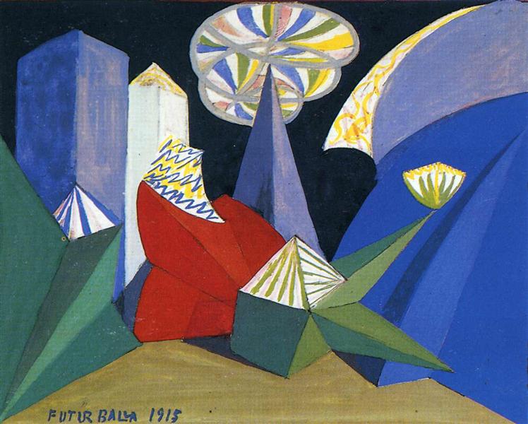 Sketch for the ballet by Igor Stravinsky: Fireworks (Feu d'artifice), 1915 - Джакомо Балла
