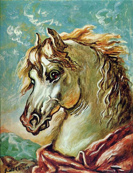 White horse's head with mane in the wind, 1959 - Giorgio de Chirico