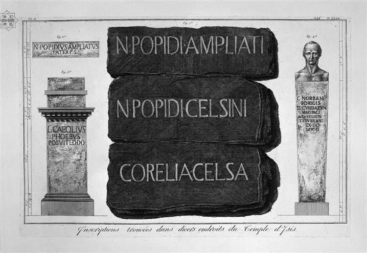 Black and white mosaic floor of the Temple of the cell referred to above, and which was inscribed at the entrance of the enclosure - Giovanni Battista Piranesi