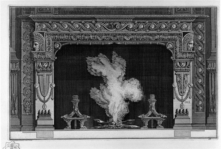 Fireplace with garland frieze applicant and cameos - Джованні Баттіста Піранезі