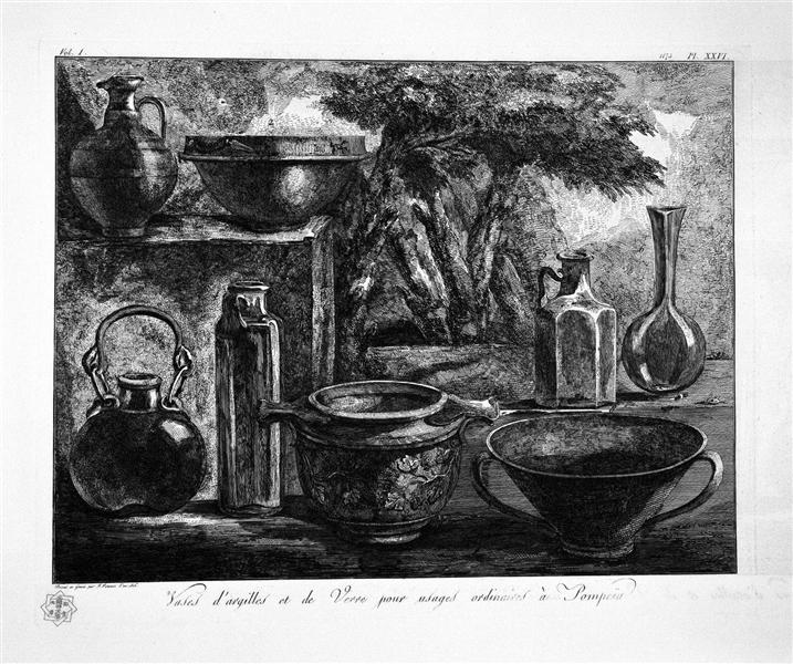 Jars of clay and glass found in Pompeii - Giovanni Battista Piranesi