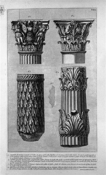 Pieces of columns and capitals - Giovanni Battista Piranesi