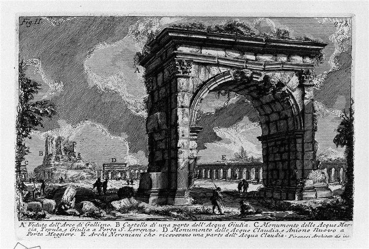 The Roman antiquities, t. 1, Plate XXVI. Arch of Gallienus., 1756 - Джованні Баттіста Піранезі