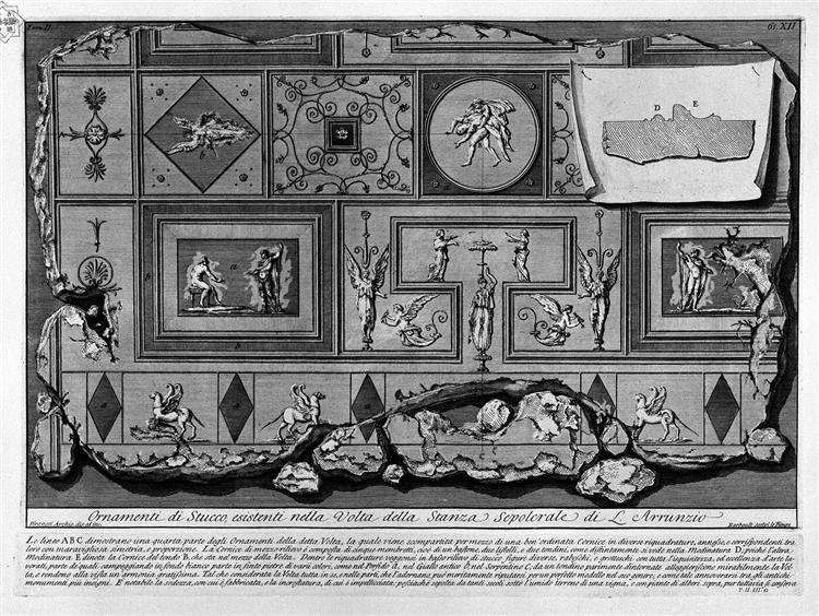 The Roman antiquities, t. 2, Plate XII. Prospectus and Profile of a tomb of the previous rooms, 1756 - Giovanni Battista Piranesi