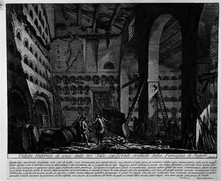 The Roman antiquities, t. 2, Plate XLII. Interior view of one of the three rooms before burial., 1756 - Джованни Баттиста Пиранези