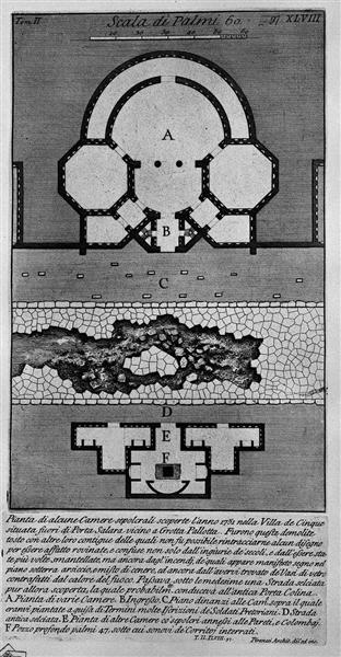 The Roman antiquities, t. 2, Plate XLVIII. Plan of some burial chambers discovered the year 1751 in the Villa of the five located outside Porta Salaria near Grotta Pallotta. - 皮拉奈奇