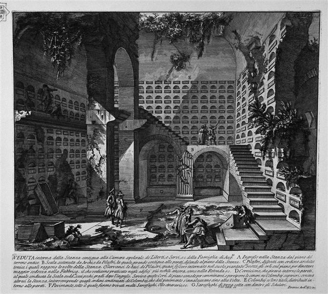 The Roman antiquities, t. 3, Plate XXXIX. Interior view of the room adjacent to the burial chambers above. - Giovanni Battista Piranesi