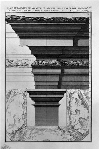 The Roman antiquities, t. 4, Plate LVI. Vista of some of the great parts of the second order of the seraglio of the fairs `manufactured by Domitian. - Giovanni Battista Piranesi