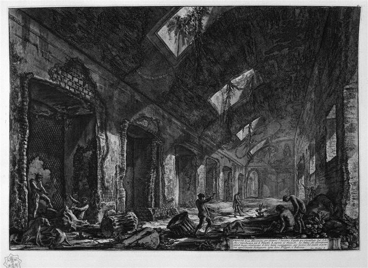 View of a Eliocamino to dwell in the winter, which was heated by the sun, which is introduced for windows - Giovanni Battista Piranesi