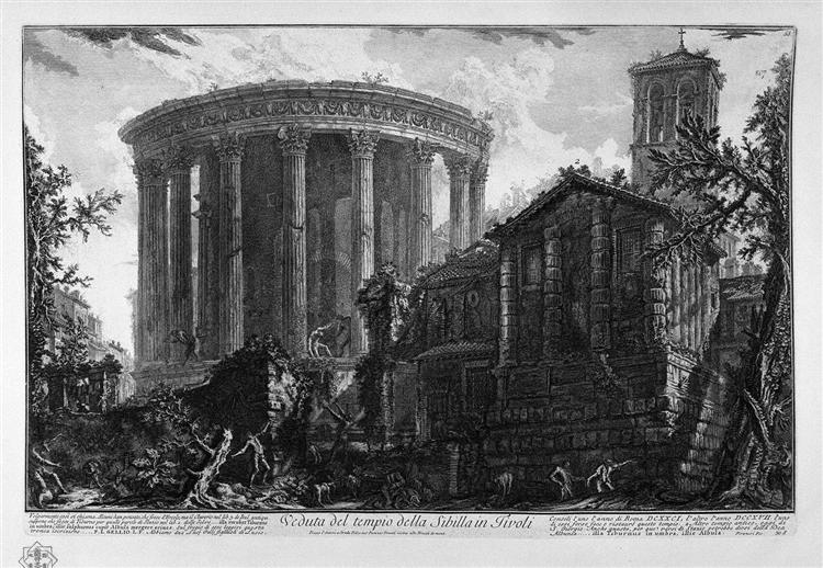 View of the Temple of the Sibyl at Tivoli - Джованни Баттиста Пиранези
