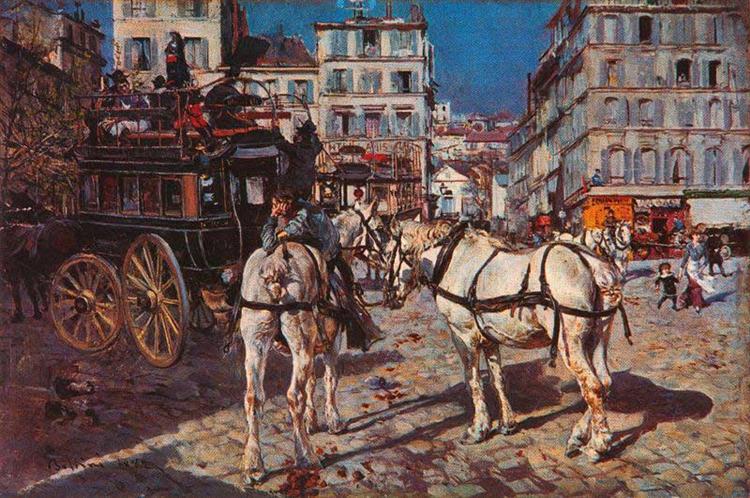 Omnibus in Place Pigalle in Paris, 1882 - Giovanni Boldini