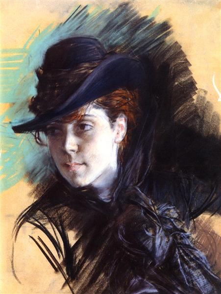 Girl In A Black Hat, 1890 - Джованни Болдини